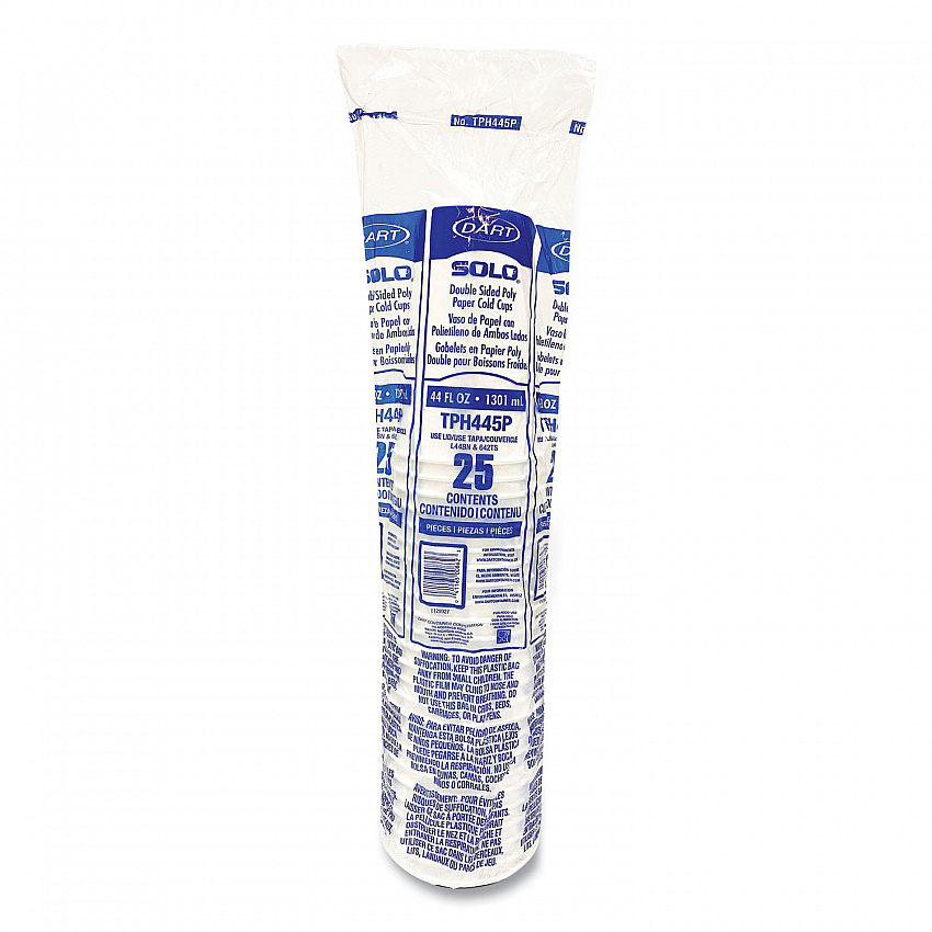 Double Sided Poly (DSP) Paper Cold Cups, 44 oz, White, 500/Carton (TPH445P2050)