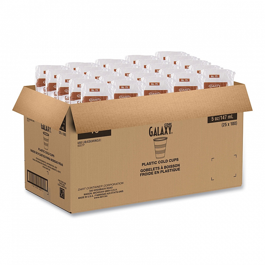 High-Impact Polystyrene Cold Cups, 5 oz, Plastic, Translucent, 100/Pack (Y5PK)