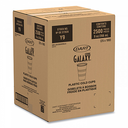 High-Impact Polystyrene Cold Cups, 9 oz, Plastic, Translucent, 100/Sleeve, 25 Sleeves/Carton (Y9CT)
