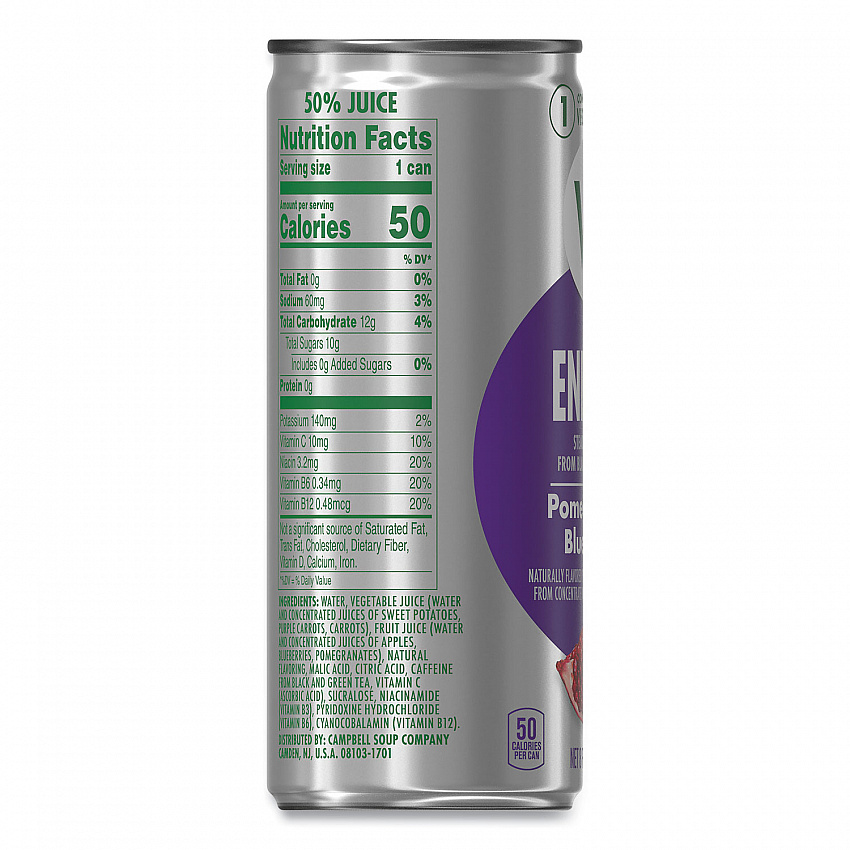 V8 Plus ENERGY, Pomegranate Blueberry, 8 oz Can, 24/Carton (35100014)
