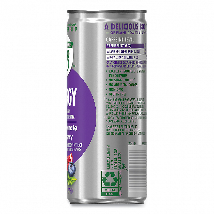 V8 Plus ENERGY, Pomegranate Blueberry, 8 oz Can, 24/Carton (35100014)
