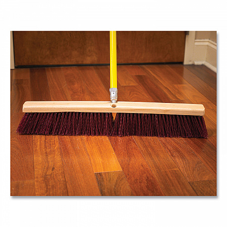 Poly Push Broom Kit, 24 x 60, Polypropylen Bristles, Metal Handle, Maroon/Yellow (20324KIT)