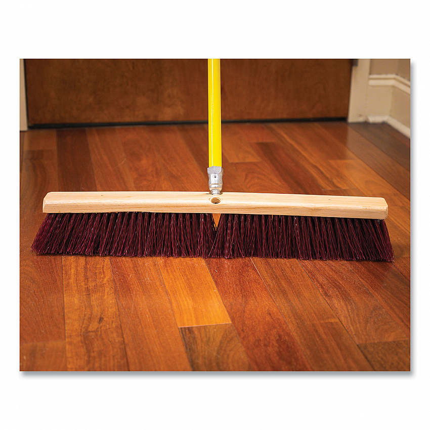 Poly Push Broom Kit, 24 x 60, Polypropylen Bristles, Metal Handle, Maroon/Yellow (20324KIT)