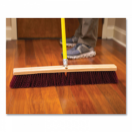 Poly Push Broom Kit, 24 x 60, Polypropylen Bristles, Metal Handle, Maroon/Yellow (20324KIT)