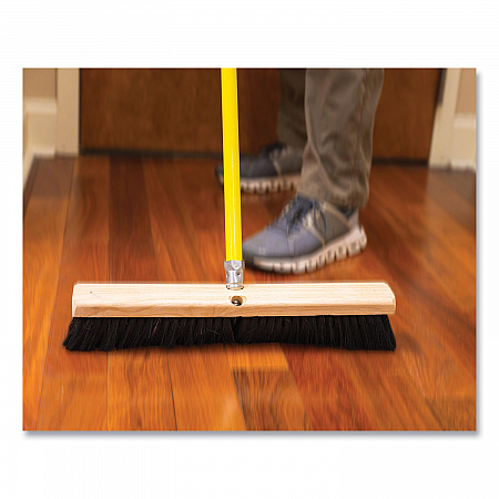 Tampico Push Broom Kit, 24 x 64, Tampico Bristles, Metal Handle, Black/Yellow (20224KIT)