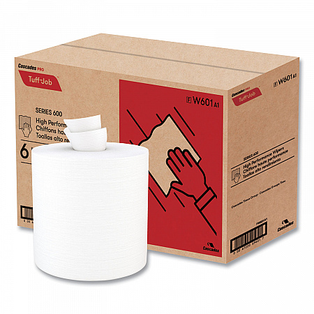 Tuff-Job Spunlace Towels, Centerpull Roll, 8 x 13, White, 369 Sheets/Roll, 6/Carton (W601)
