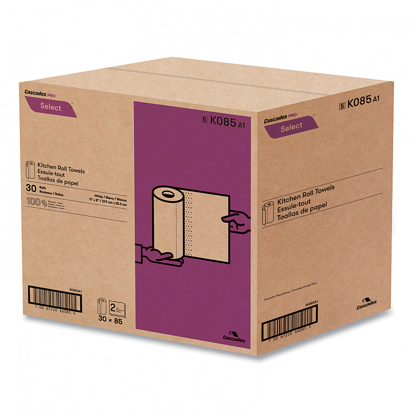 Select Kitchen Roll Towels, 2-Ply, 8 x 11, 85/Roll, 30/Carton (K085)