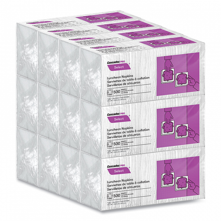 Select Single Serve Luncheon Napkins, 1-Ply, 12 x 12, White, 500/Pack, 6,000/Carton (N020)