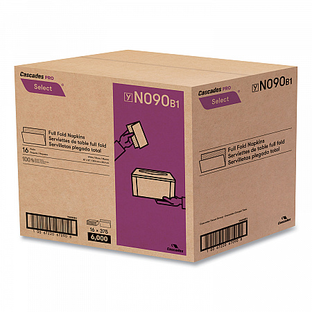 Select Full Fold II Napkins, 1-Ply, 12 x 12, White, 375/Pack, 24/Carton (N090)