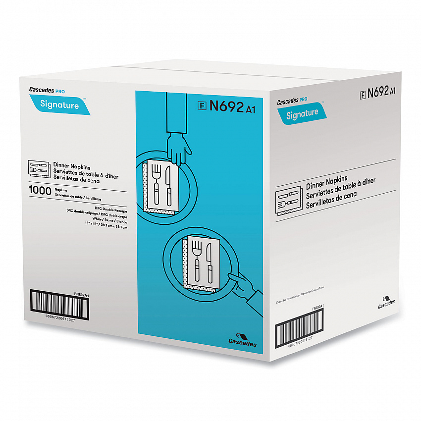 Select Dinner Napkins, 1-Ply, 15 x 15, White, 1,000/Carton (N692)
