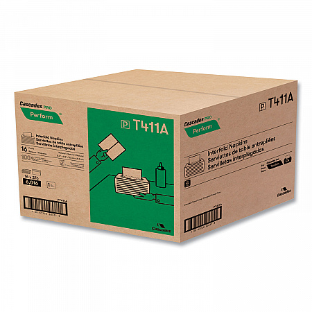 Perform Interfold Napkins, 1-Ply, 12.63 x 8.5, Natural, 376/Pack, 16 Packs/Carton (T411)