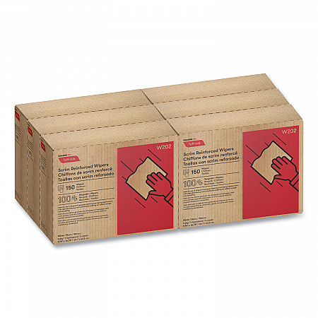 Tuff-Job Scrim Reinforced Wipers, 4-Ply, 9.75 x 16.75, White, 150/Box, 6 Box/Carton (W202)