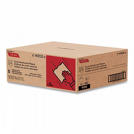 Tuff-Job Scrim Reinforced Wipers, 4-Ply, 9.75 x 16.75, White, 150/Box, 6 Box/Carton (W202)