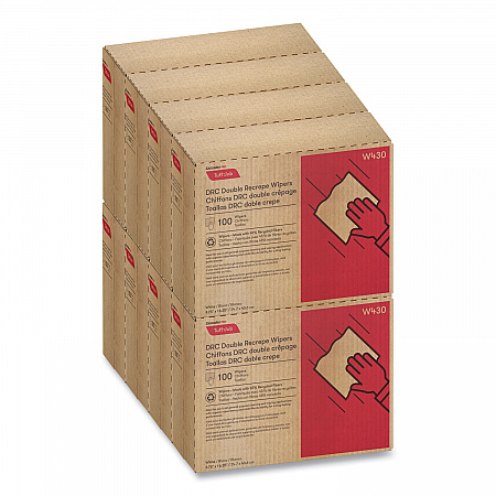 Tuff-Job Double Recrepe Wipers, 9.75 x 16.5, White, 100/Box, 8 Box/Carton (W430)