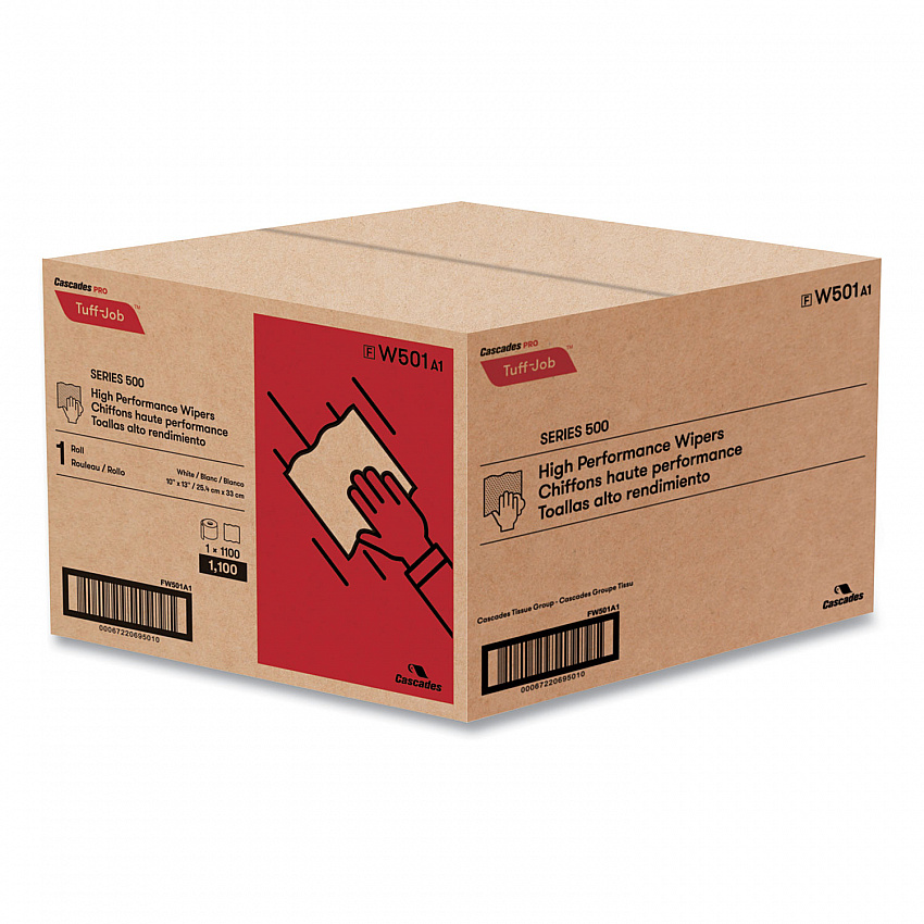 Tuff-Job S500 High Performance Wipers, 10 x 13, White, 1,100/Roll (W501)