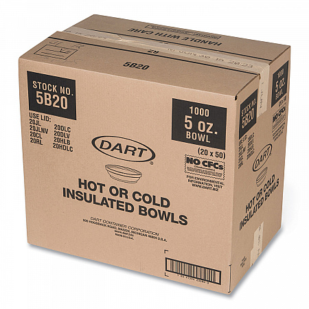 Insulated Foam Bowls, 5 oz, White, 50/Pack, 20 Packs/Carton (5B20)