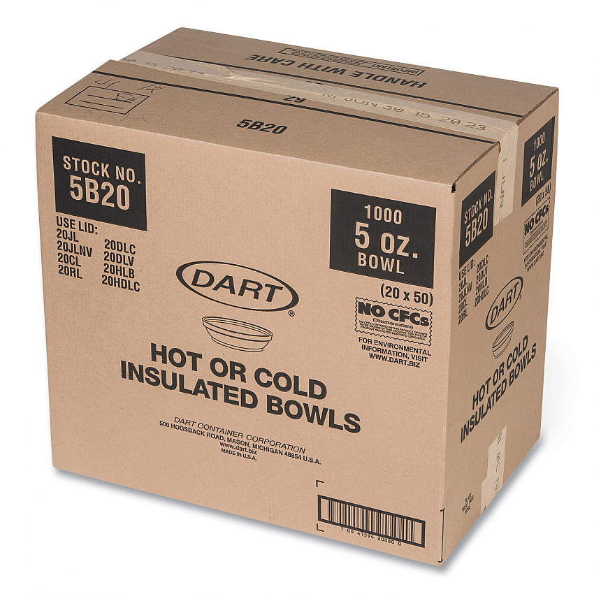 Insulated Foam Bowls, 5 oz, White, 50/Pack, 20 Packs/Carton (5B20)