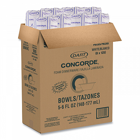 Concorde Non-Laminated Foam Dinnerware, Bowl, 5 oz, White, 125/Pack, 8 Packs/Carton (5BWWC)