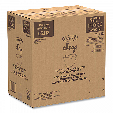 Foam Containers, 6 oz, White, 50/Bag, 20 Bags/Carton (6SJ12)