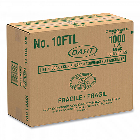 Lift n' Lock Plastic Hot Cup Lids, Fits 10 oz Hot Cups, White, 1,000/Carton (10FTL)