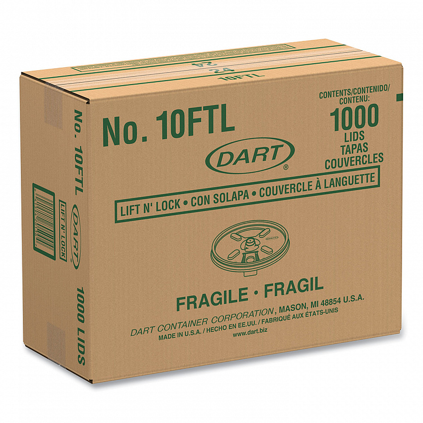 Lift n' Lock Plastic Hot Cup Lids, Fits 10 oz Hot Cups, White, 1,000/Carton (10FTL)
