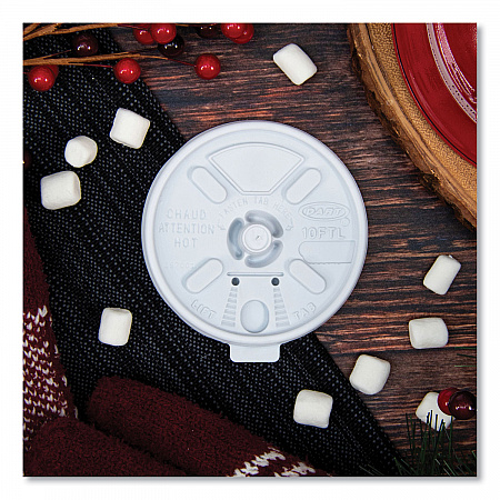 Lift n' Lock Plastic Hot Cup Lids, Fits 10 oz Hot Cups, White, 1,000/Carton (10FTL)