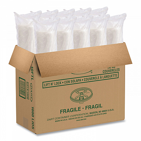 Lift n' Lock Plastic Hot Cup Lids, Fits 10 oz Hot Cups, White, 1,000/Carton (10FTL)