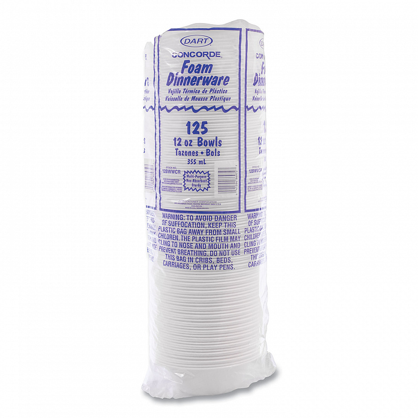 Concorde Foam Bowl, 10, 12 oz, White, 125/Pack, 8 Packs/Carton (12BWWCR)