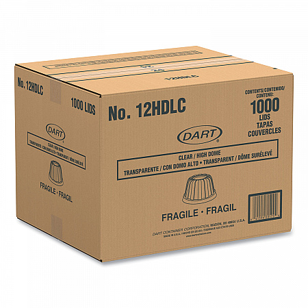Dome-Top Sundae/Cold Cup Lids, Fits 6 oz/8 oz/12 oz Cold Cups, Plastic, Clear, 50/Pack, 20 Packs/Carton (12HDLC)