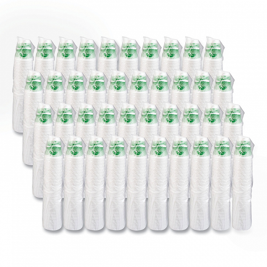 Horizon Hot/Cold Foam Drinking Cups, 12 oz, White/Green, 25/Bag, 40 Bags/Carton (12J16H)