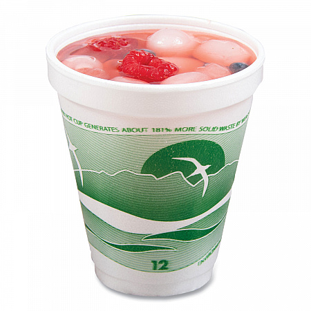 Horizon Hot/Cold Foam Drinking Cups, 12 oz, White/Green, 25/Bag, 40 Bags/Carton (12J16H)