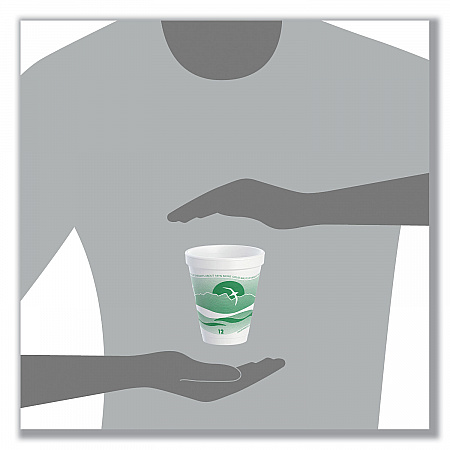 Horizon Hot/Cold Foam Drinking Cups, 12 oz, White/Green, 25/Bag, 40 Bags/Carton (12J16H)