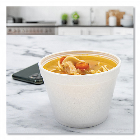 Food Containers, 12 oz, White, Foam, 25/Bag, 20 Bags/Carton (12SJ20)