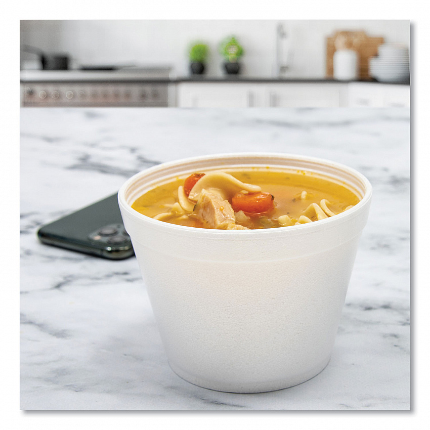 Food Containers, 12 oz, White, Foam, 25/Bag, 20 Bags/Carton (12SJ20)