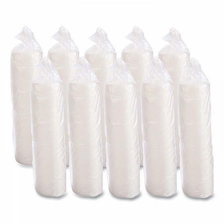 Plastic Lids for Foam Cups/Bowls/Containers, Flat with Straw Slot, Fits 6 oz to 14 oz, Translucent, 100/Pack, 10 Packs/Carton (12SL)