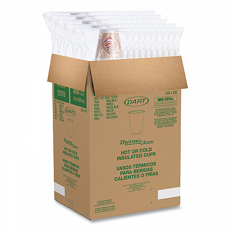 Cafe G Foam Hot/Cold Cups, 12 oz, Brown/Red/White, 1,000/Carton (12X16G)