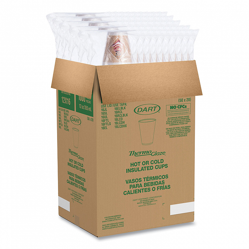 Cafe G Foam Hot/Cold Cups, 12 oz, Brown/Red/White, 1,000/Carton (12X16G)
