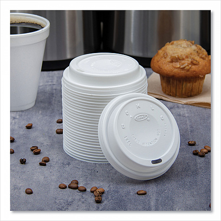 Cappuccino Dome Sipper Lids, Fits 12 oz to 24 oz Hot Cups, Plastic, White, 1,000/Carton (16EL)