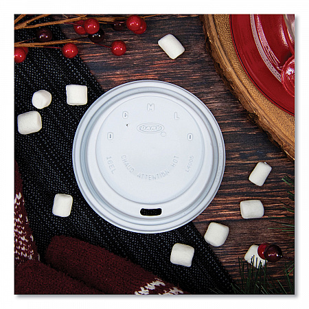 Cappuccino Dome Sipper Lids, Fits 12 oz to 24 oz Hot Cups, Plastic, White, 1,000/Carton (16EL)