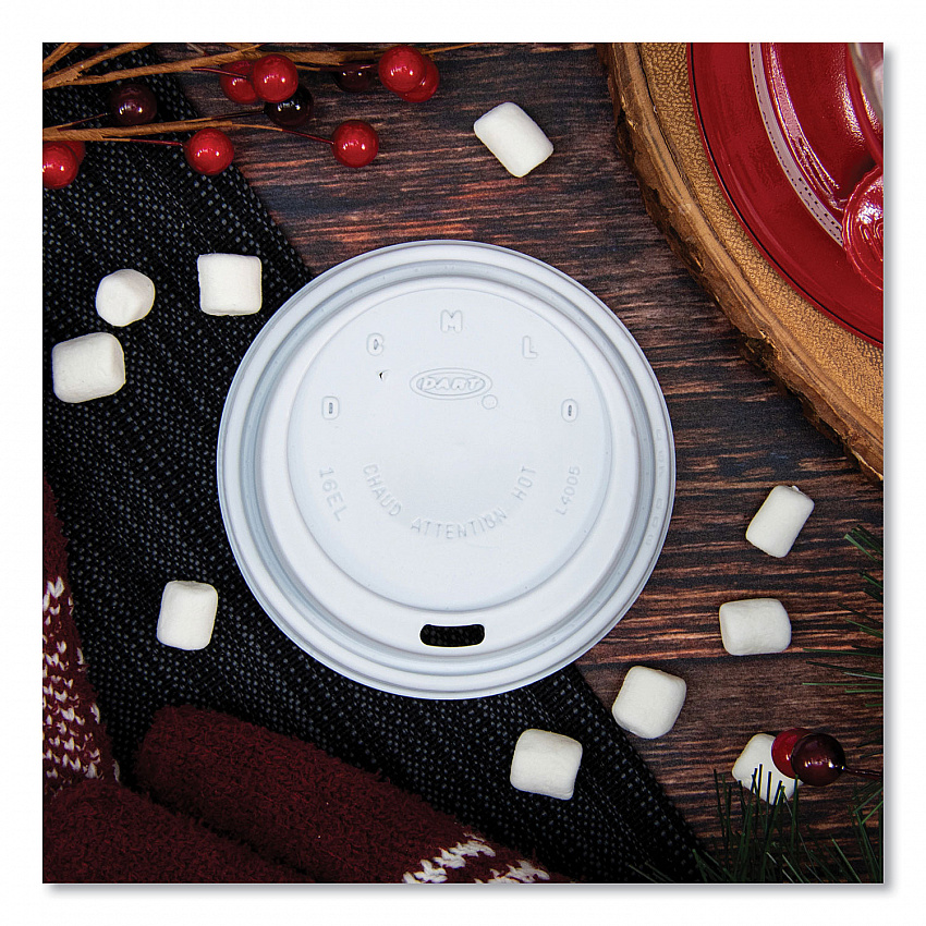 Cappuccino Dome Sipper Lids, Fits 12 oz to 24 oz Hot Cups, Plastic, White, 1,000/Carton (16EL)