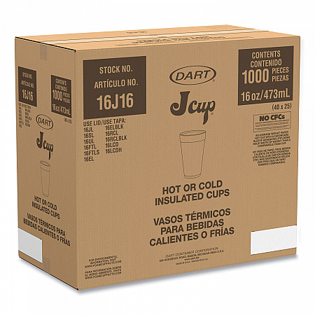 Coca-Cola Foam Cups, 16 oz, White/Red, 25/Bag, 40 Bags/Carton (16J16C)