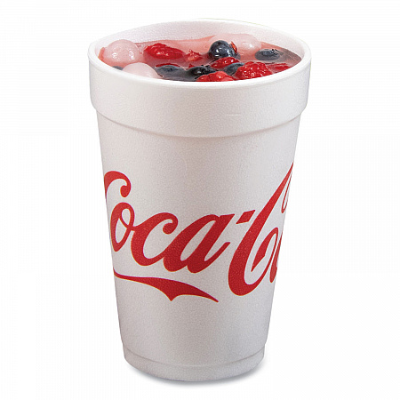 Coca-Cola Foam Cups, 16 oz, White/Red, 25/Bag, 40 Bags/Carton (16J16C)