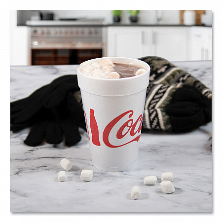 Coca-Cola Foam Cups, 16 oz, White/Red, 25/Bag, 40 Bags/Carton (16J16C)