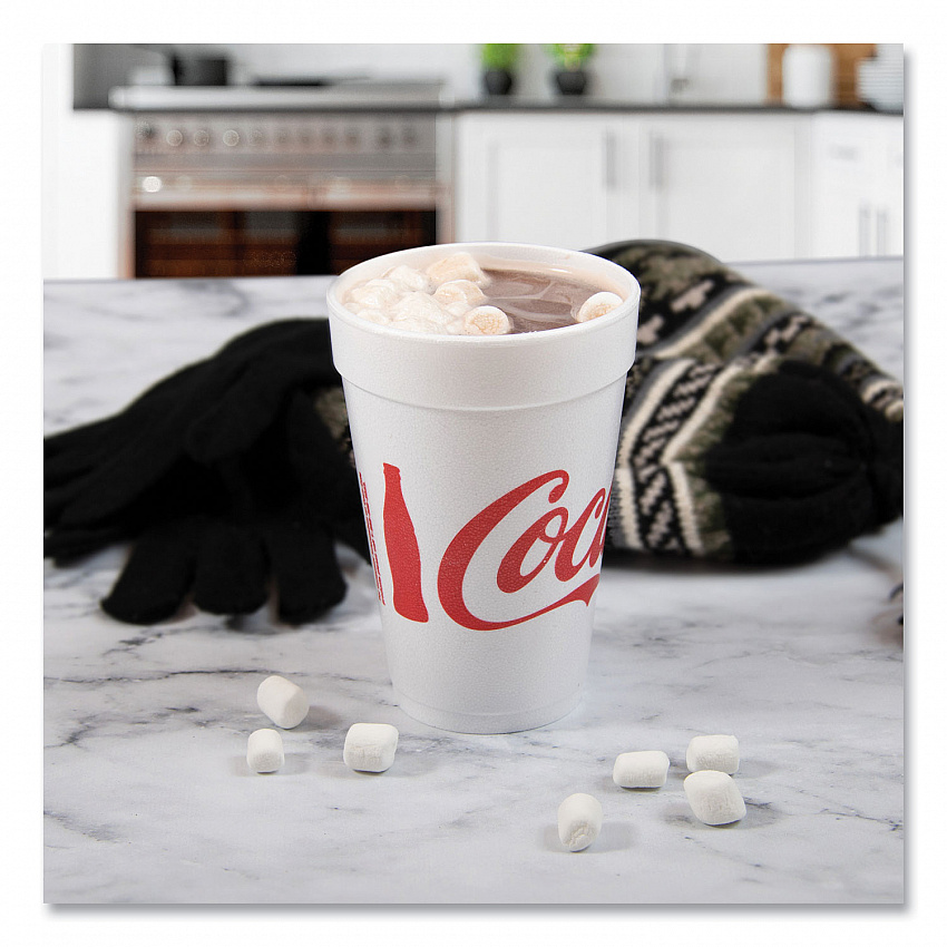 Coca-Cola Foam Cups, 16 oz, White/Red, 25/Bag, 40 Bags/Carton (16J16C)