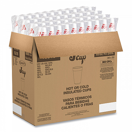 Coca-Cola Foam Cups, 16 oz, White/Red, 25/Bag, 40 Bags/Carton (16J16C)
