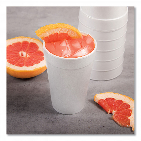 Foam Drink Cups, 16 oz, White, 20/Bag, 25 Bags/Carton (16J165)