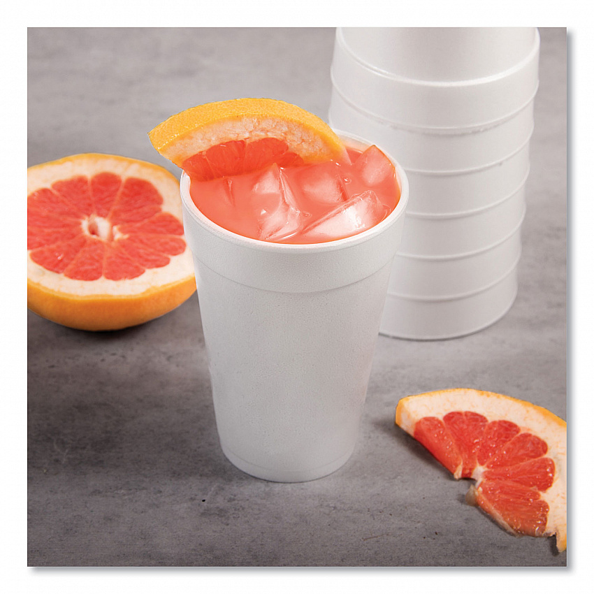 Foam Drink Cups, 16 oz, White, 20/Bag, 25 Bags/Carton (16J165)