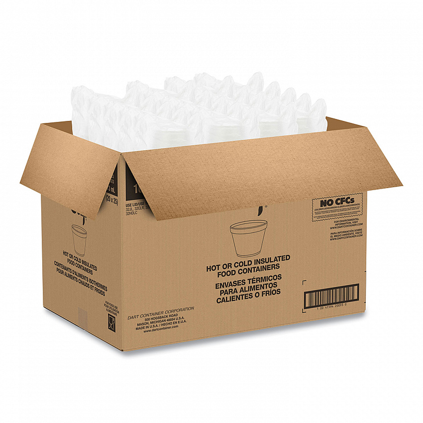 Foam Containers, Extra Squat, 16 oz, White, 25/Bag, 20 Bags/Carton (16MJ32)