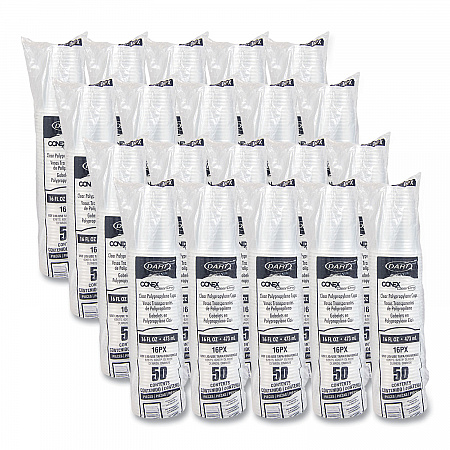 Conex ClearPro Plastic Cold Cups, 16 oz, Clear, 50/Pack, 20 Packs/Carton (16PX)