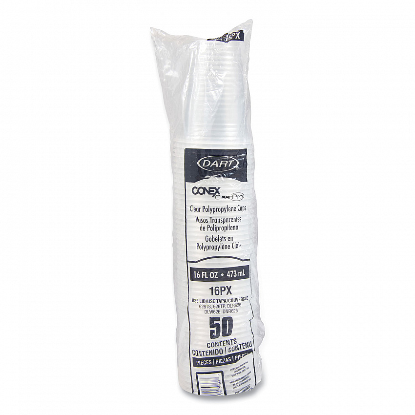 Conex ClearPro Plastic Cold Cups, 16 oz, Clear, 50/Pack, 20 Packs/Carton (16PX)